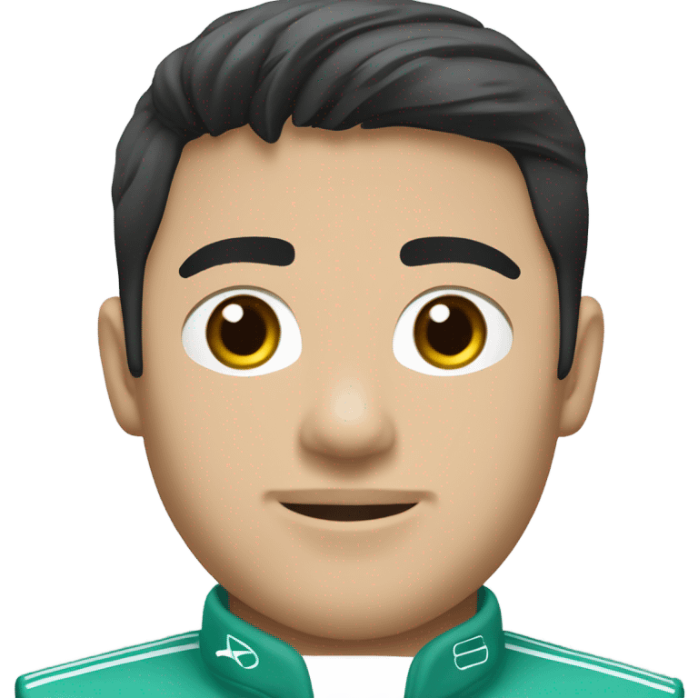 f1 driver, asian, black hair, black eyes, male, korean, mercedes amg petronas f1 emoji