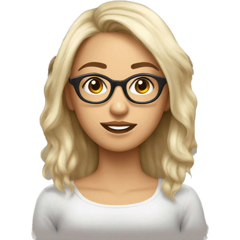 Una chica con cabello corto piel blanca ojos marrones y lentes  emoji