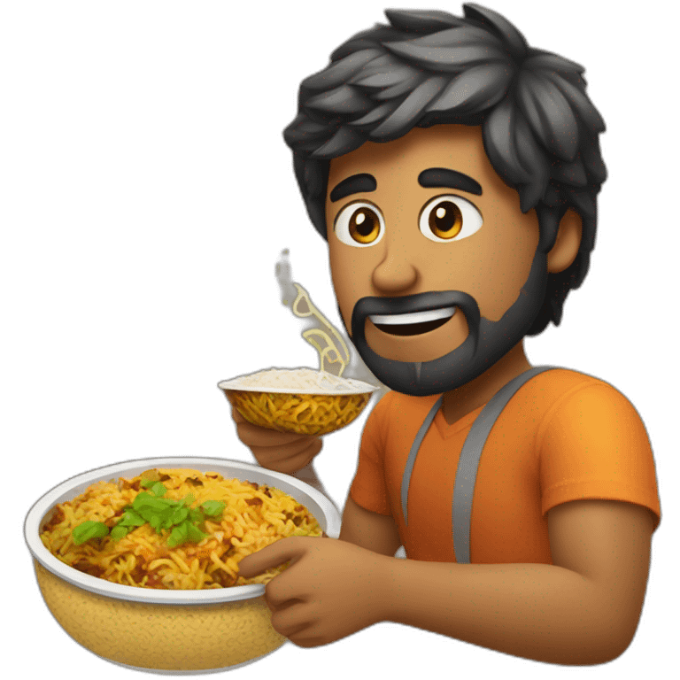 techie coding & eating biryani emoji