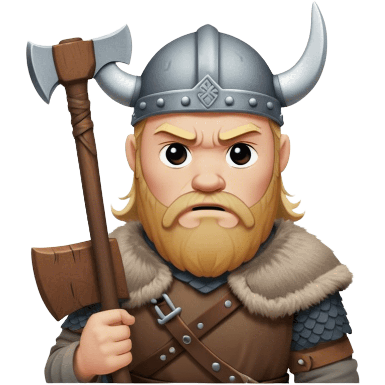 a very sad Danish Viking with an ax in his hands sits sad
realistic emoji