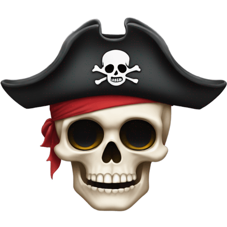 Skull dark with black eye patch and pirate hat emoji