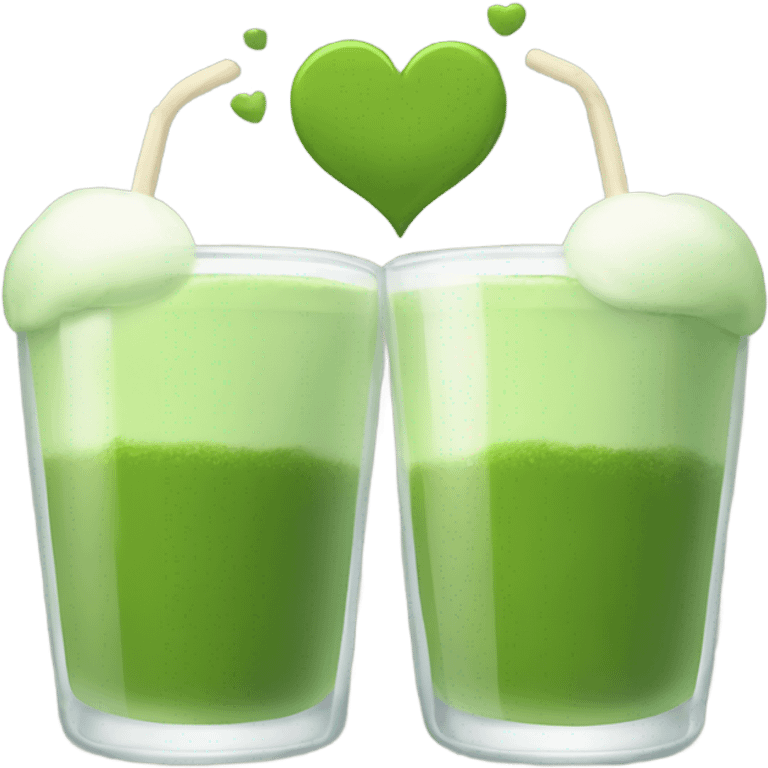 Two glass of matcha kissing each others emoji