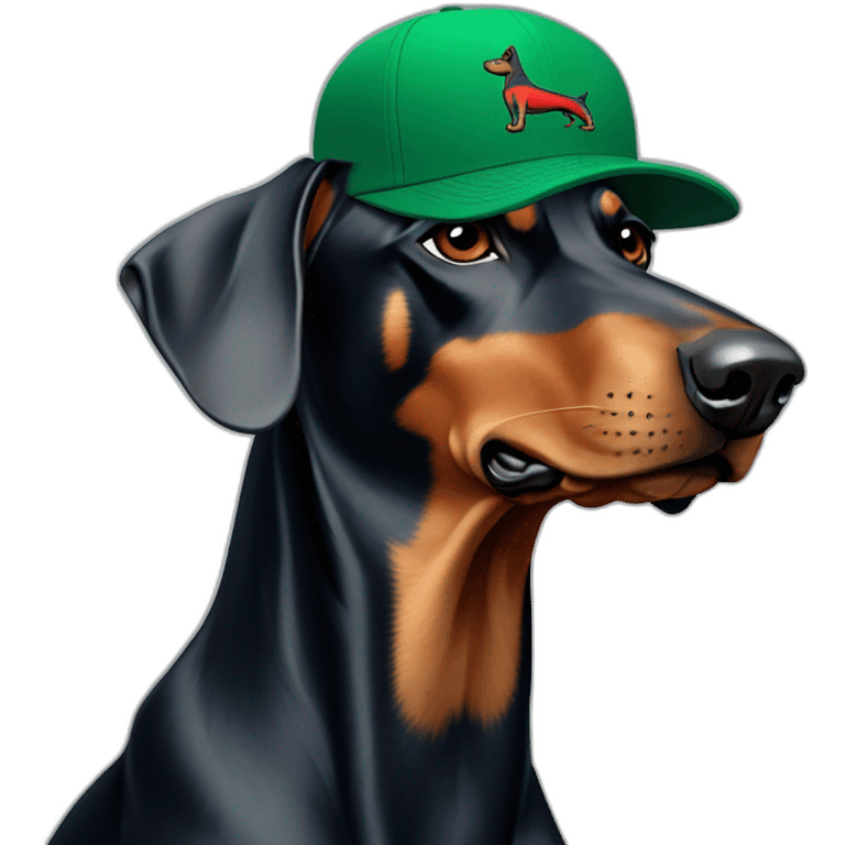 Doberman with Lacoste cap emoji