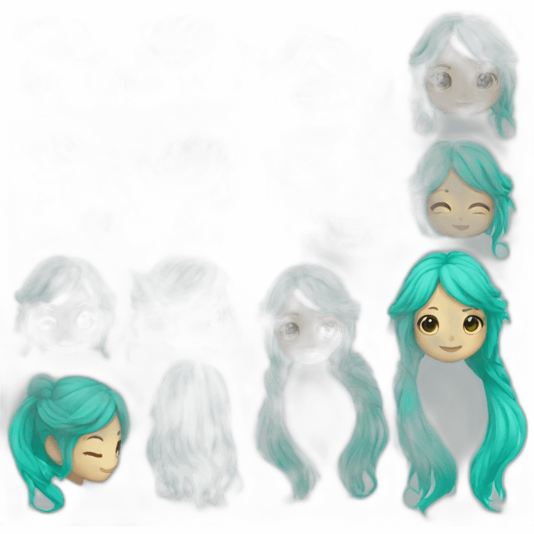 Cute turquoise fairy long hair emoji