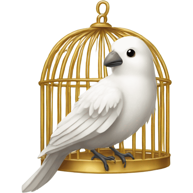 White bird in a golden cage emoji