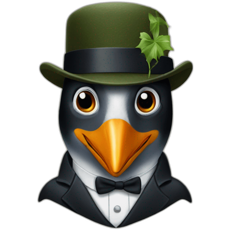 penguin head with peaky blinders ivy cap emoji