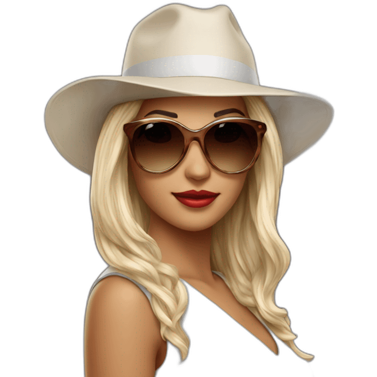 Beautiful women with sunglasses and hat emoji