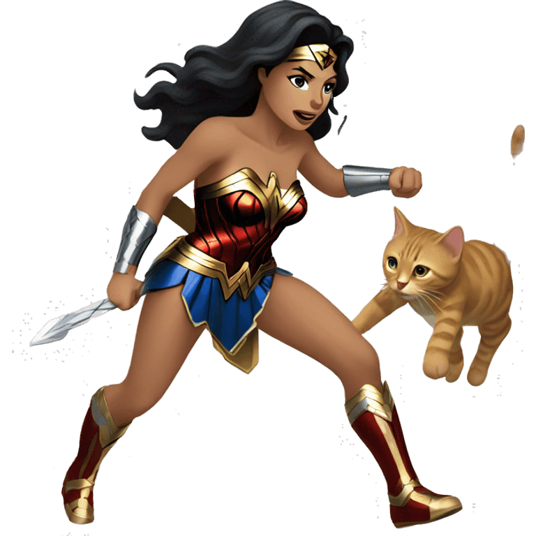 Wonder Woman dragging a cat emoji