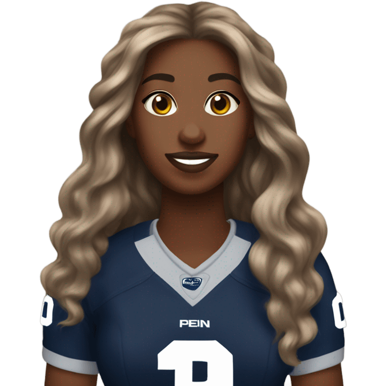 penn state jersey girl brown skin long hair emoji