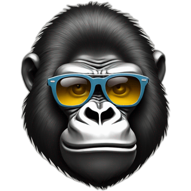 gorilla with sunglasses drawing a grafitty emoji