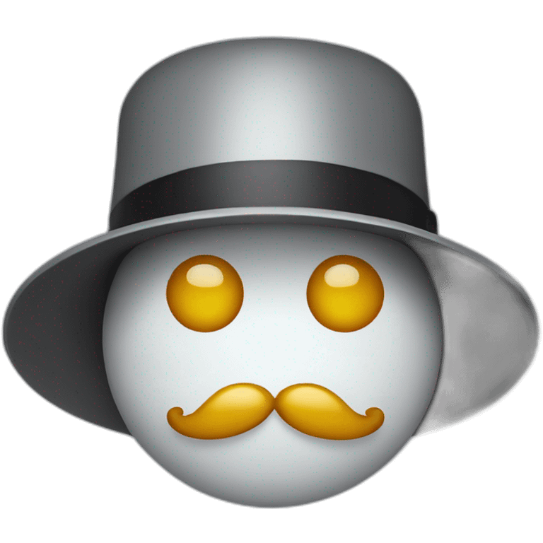 Robot with a mustache, round hat emoji