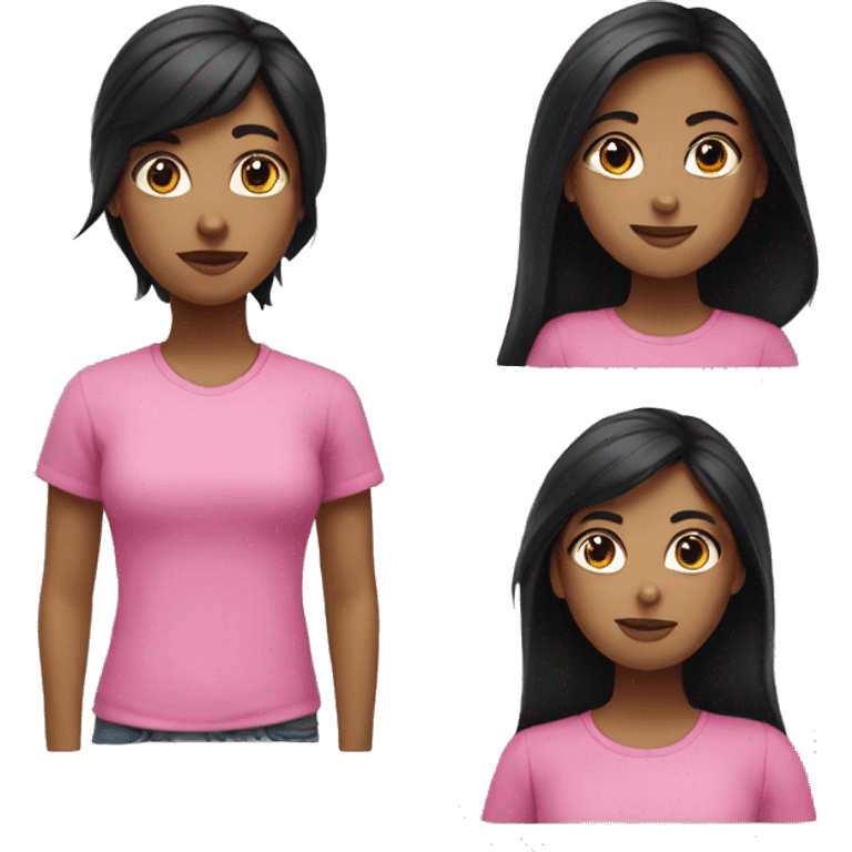 girl with black hair with pink shirt on  emoji