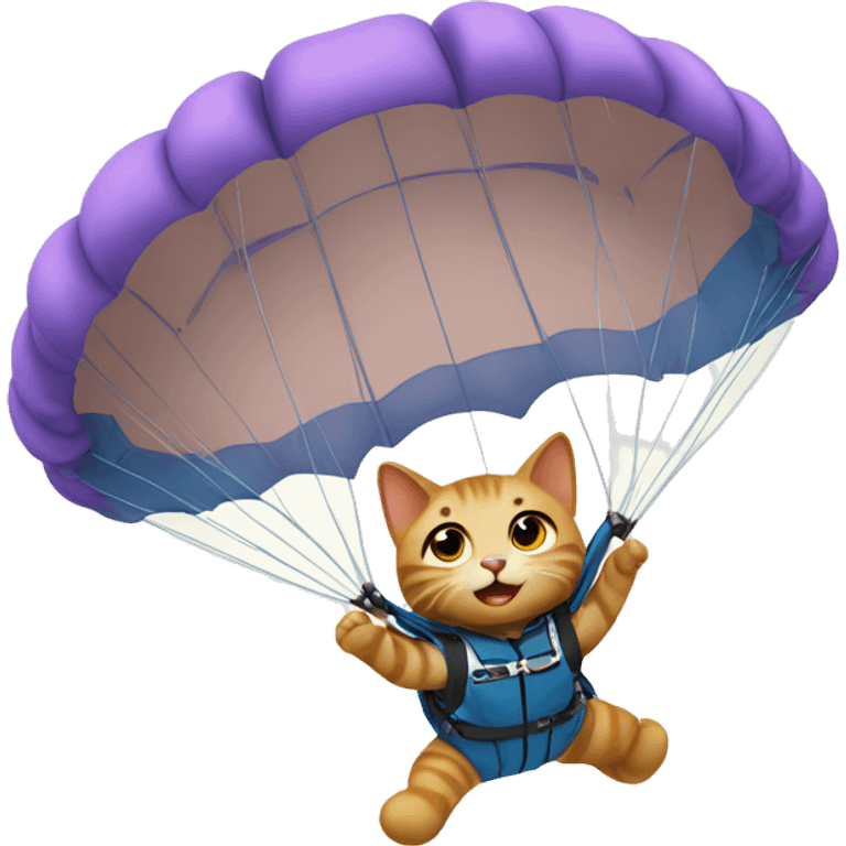 Kitty skydiving with a parachute emoji