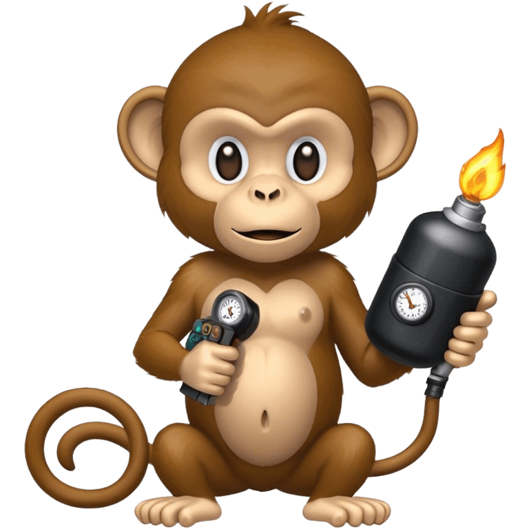 Monkey holding a bomb that has wires and a timer emoji