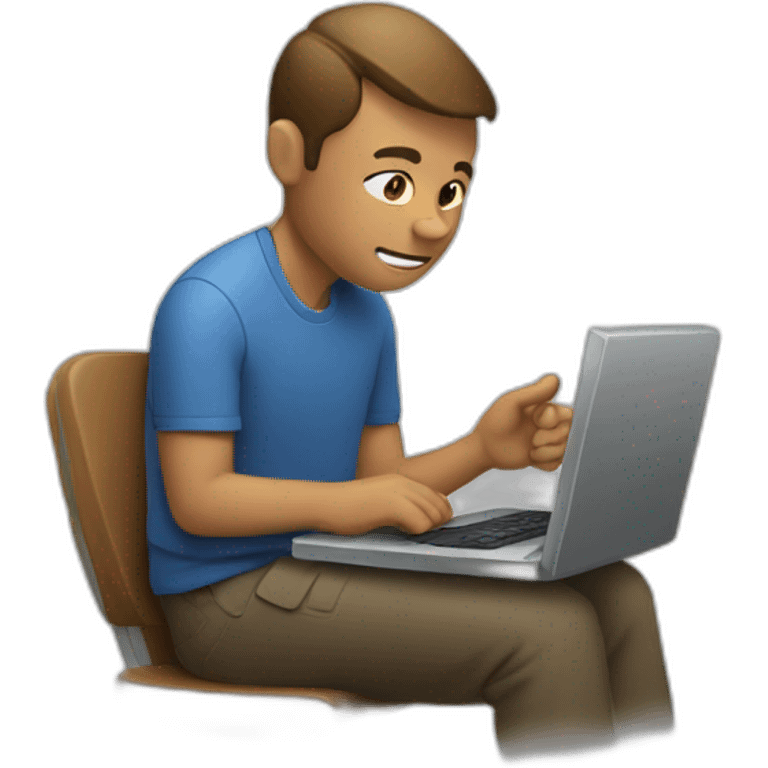 man sitting using his pc emoji