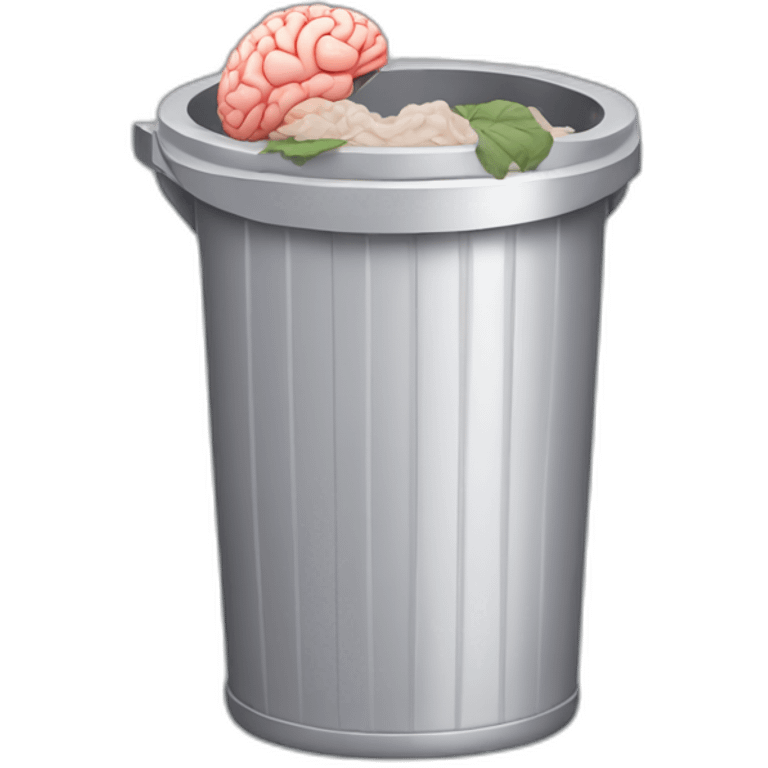 a trash can with a brain instead of the lid emoji