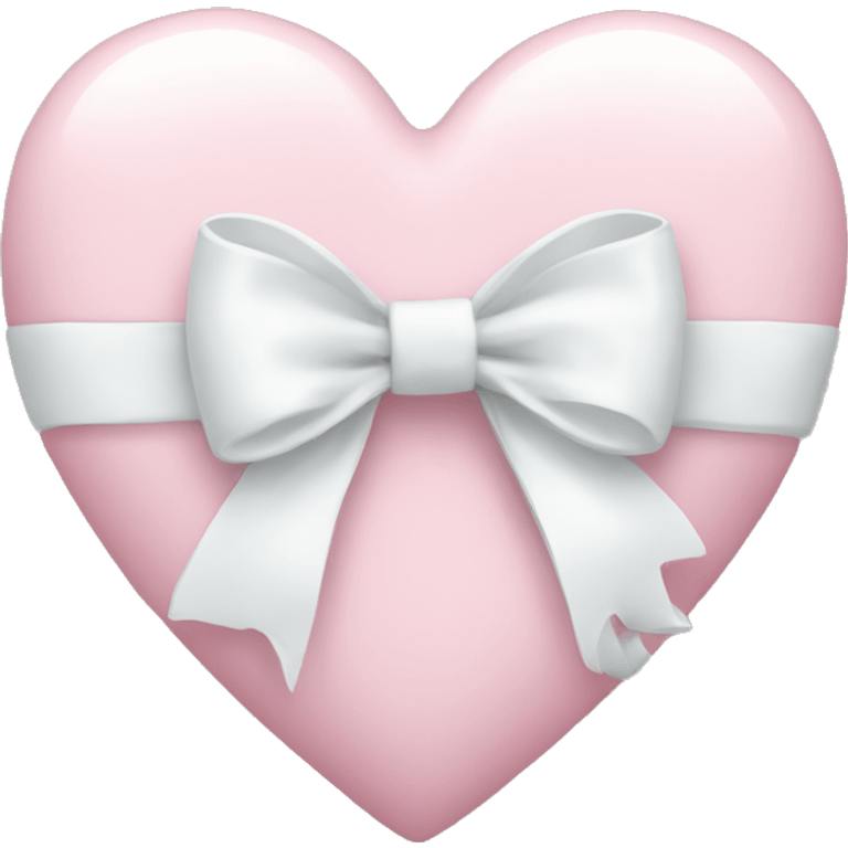 Pastel pink heart with white bow emoji