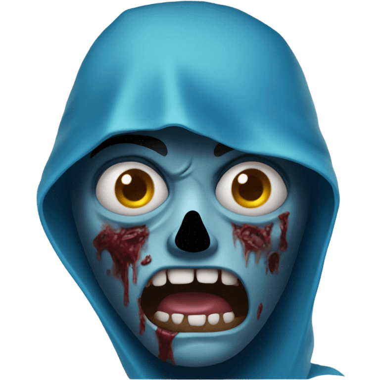 Zombie wearing blue hood over head emoji