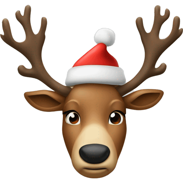 A reindeer with a Santa’s hat emoji