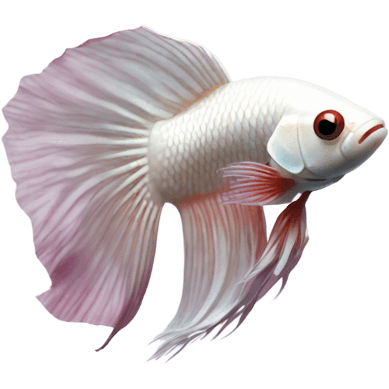 White betta fish with intense burghundy short fins, position: full profile emoji