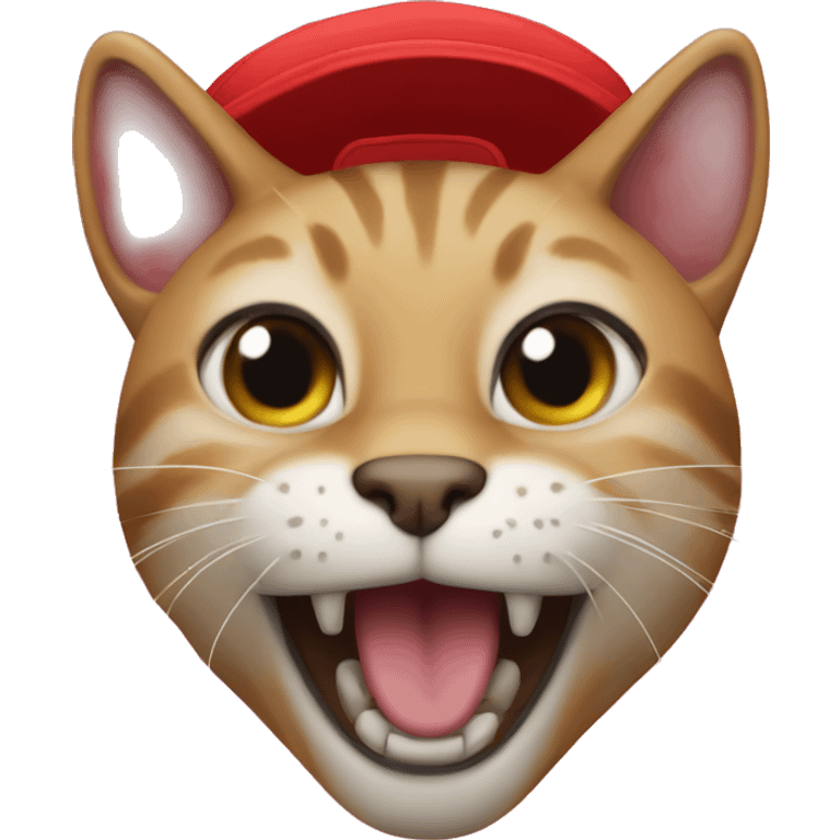 cat with big front teeth and a red sports cap emoji