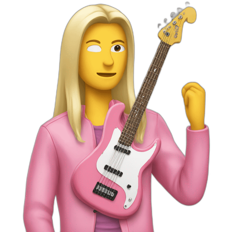 long-blond-bassguitar-player-pink-clothes-pink emoji