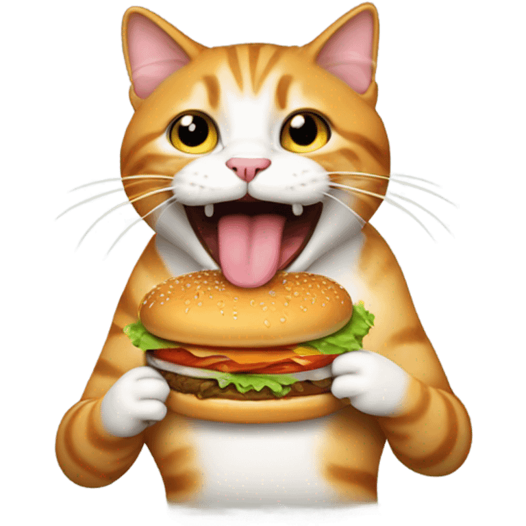 Cat eating burger emoji