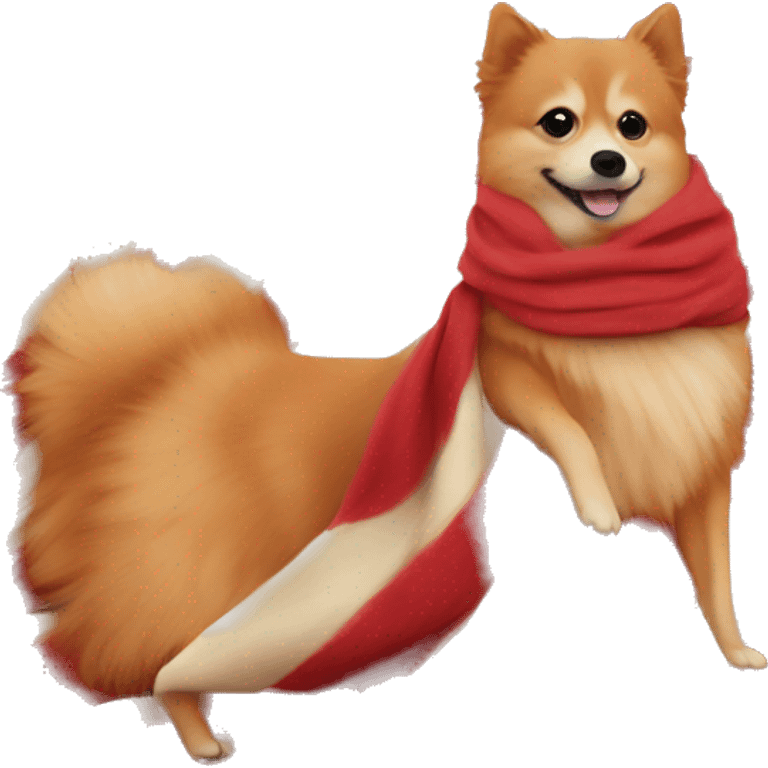 Mini red spitz in a blanket emoji