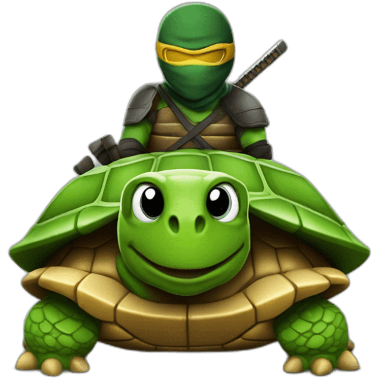 Tortue ninja sur une tortue emoji