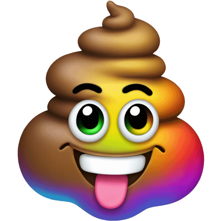 Rainbow poop with a smiley face  emoji