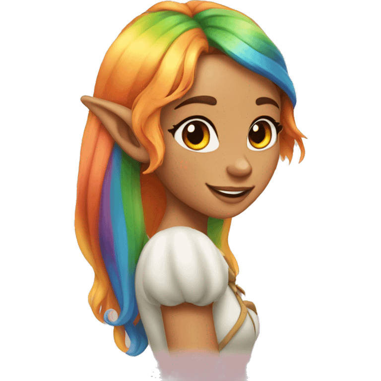 rainbow hair tan elf girl emoji