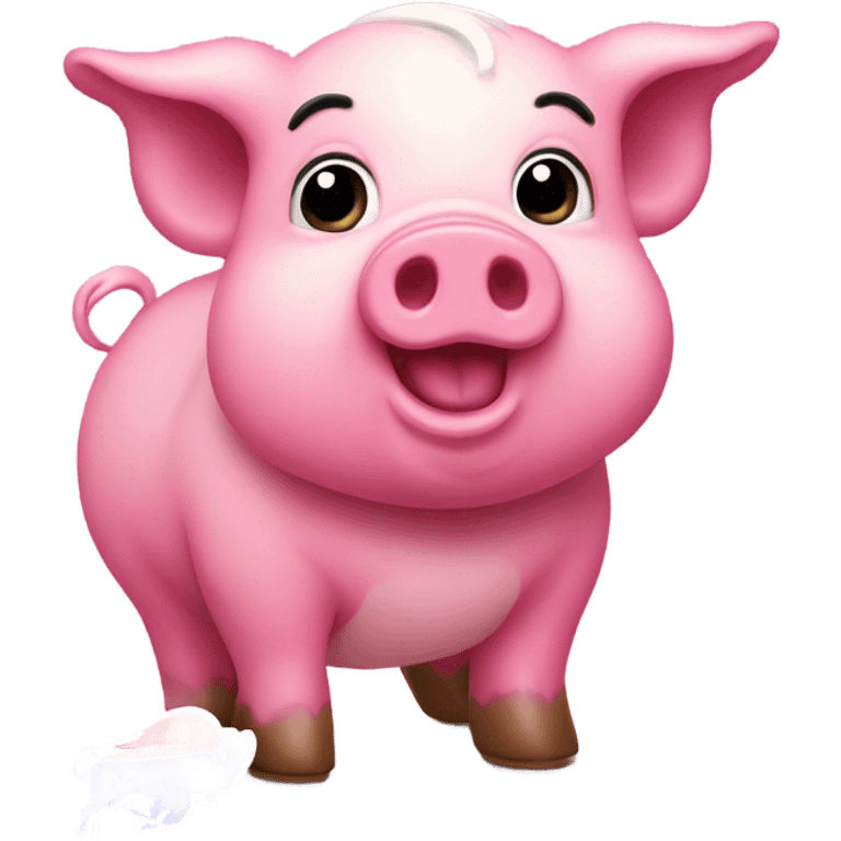 Cute pink pig in buffalo bills jersey emoji