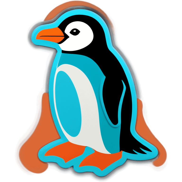 Turquoise Penguin with an Orange emoji