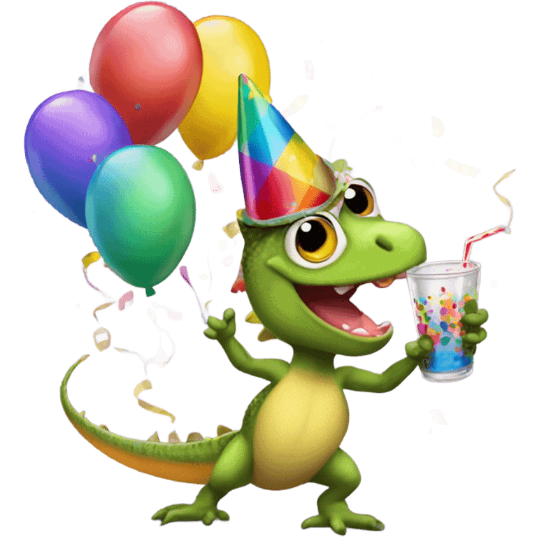 Lizard partying emoji