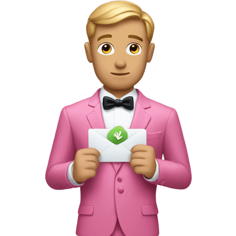 james bond in pink suit carrying an email icon. It's very important for James Bond to carry email emoji