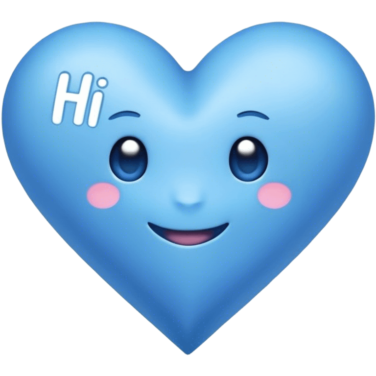 Blue heart with the words Hi Cutie! in the middle  emoji