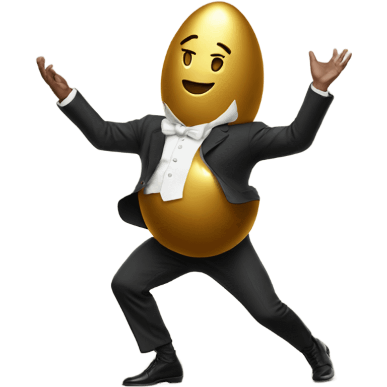 Golden Egg man Dancing emoji