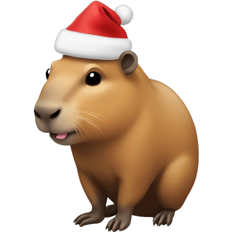 Capybara with Christmas hat emoji