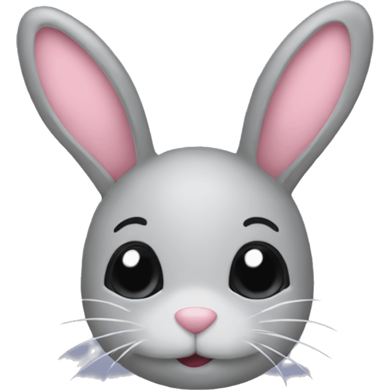 gray bunny emoji with hearts around it emoji