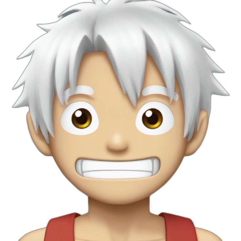 monkey d luffy with white hair and eyebrow emoji