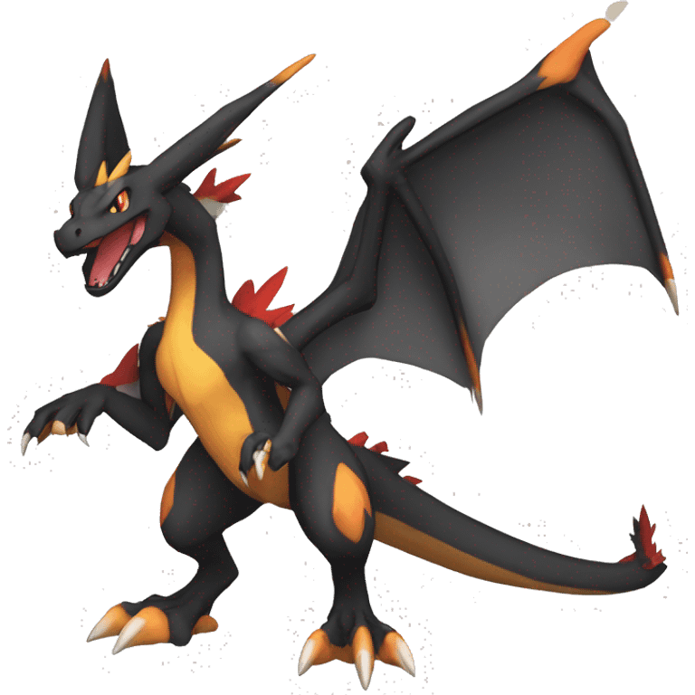 Anthro Cute cool black red white yellow nargacuga-Charizard sergal animal hybrid Fakemon full body emoji