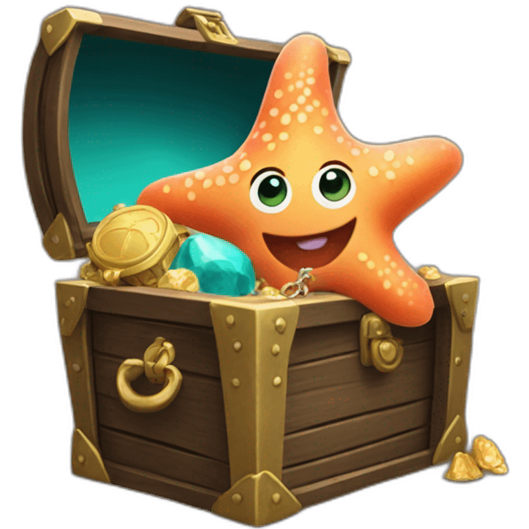 patrick starfish holding a treasure chest emoji