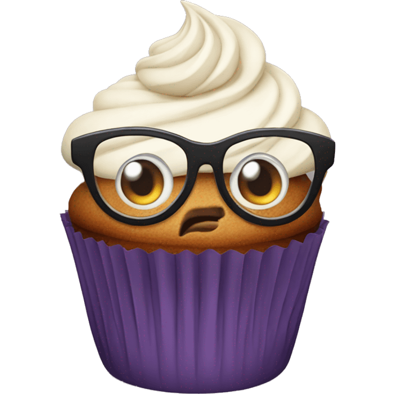 Cupcake with eyes and glasses  emoji