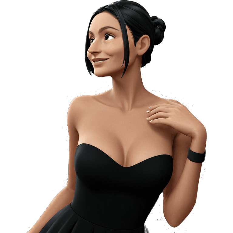 smiling girl in black dress emoji