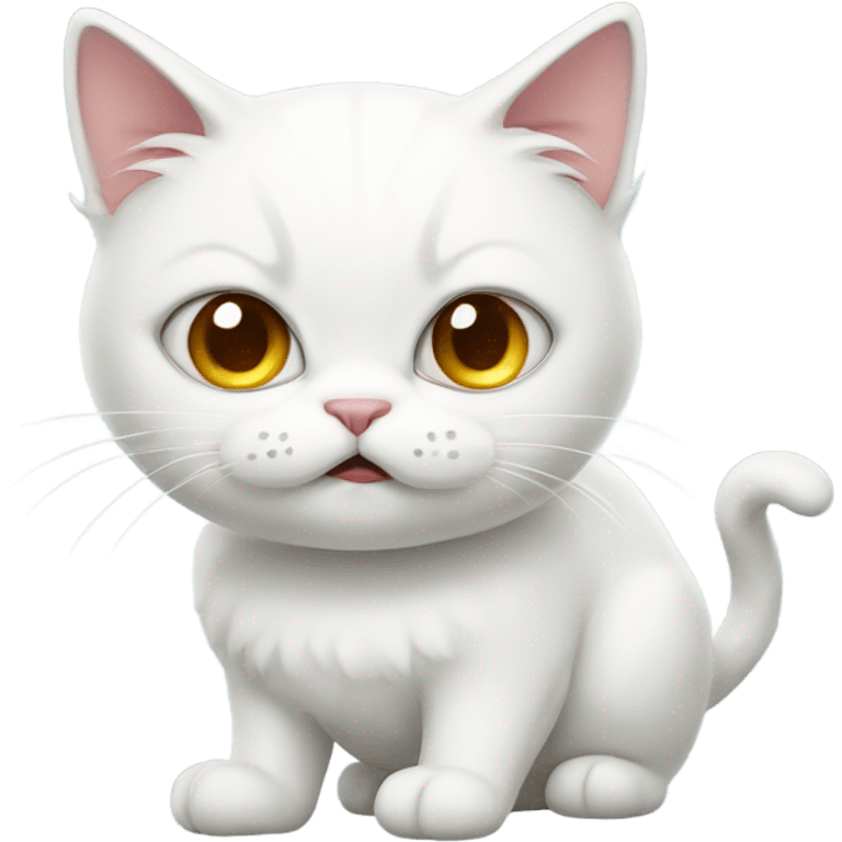 A cute white cat with an cute-angry face emoji