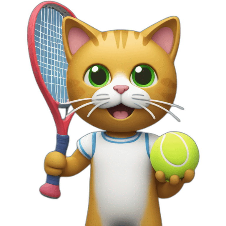 Plasticine cat with a tennis racket in his hand emoji