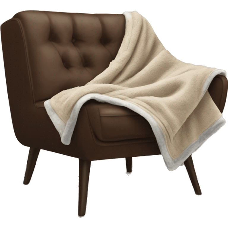 blanket on brown loft chair, realistic emoji