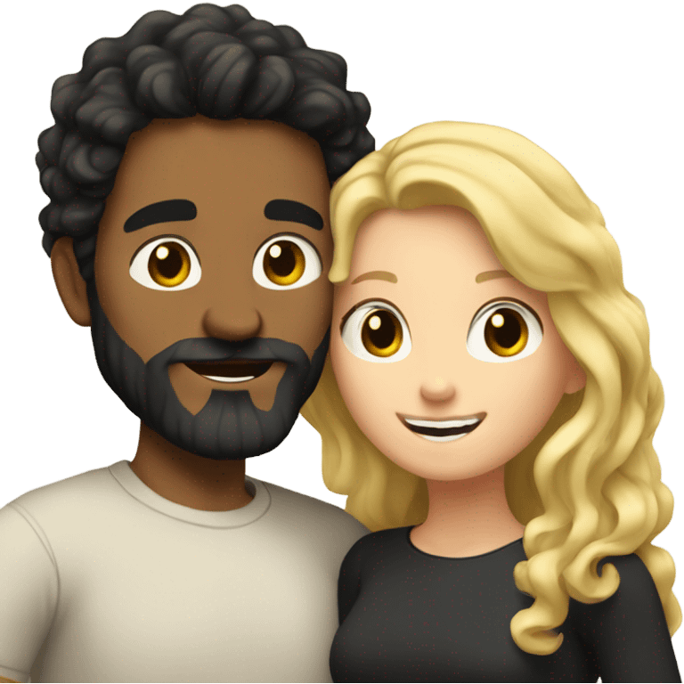 white man with black wavy hair and a beard hugging a girl with blonde wavy hair  emoji