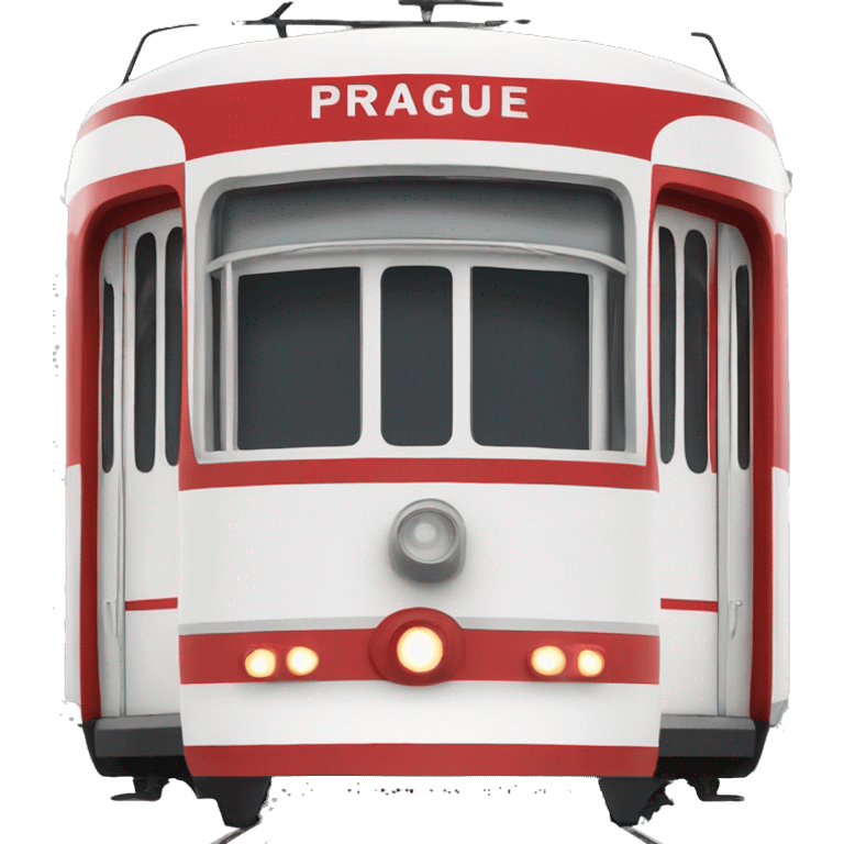 Prague tram red and white old emoji