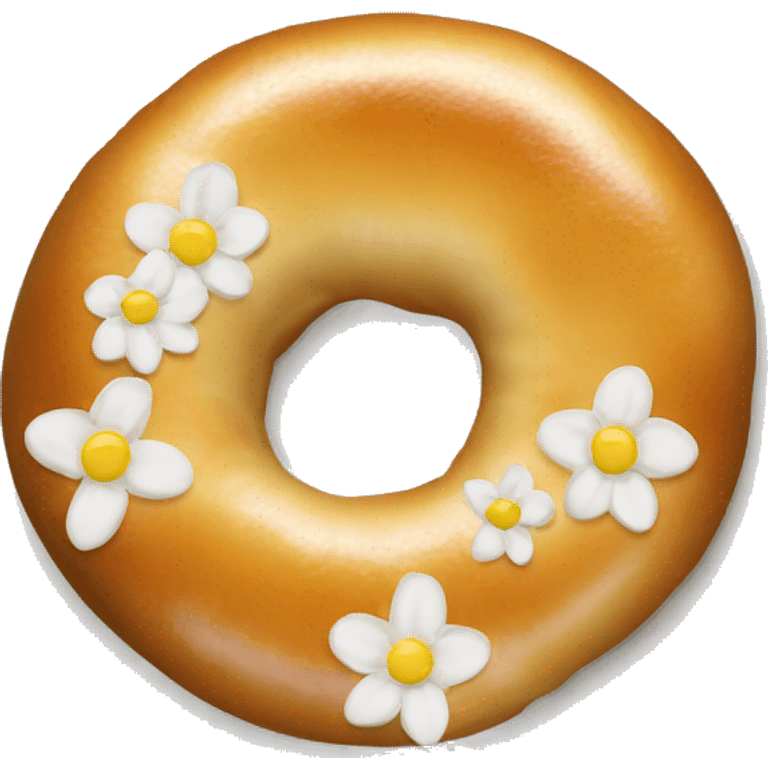 a bagel with a flower growing out of it emoji